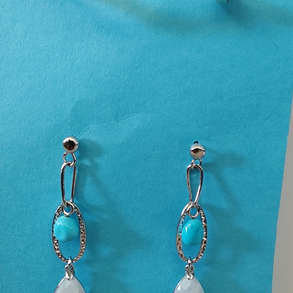 3 pairs Silver And Silver-tone Turquoise Earrings